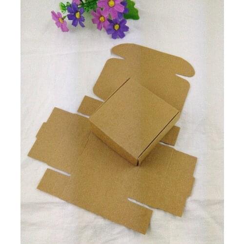 Wholesale 75x75x30mm Gift Box Kraft paper Jewelry box DIY for Holiday gift Box Kraft Paper Packing Box 100PCS/Lot
