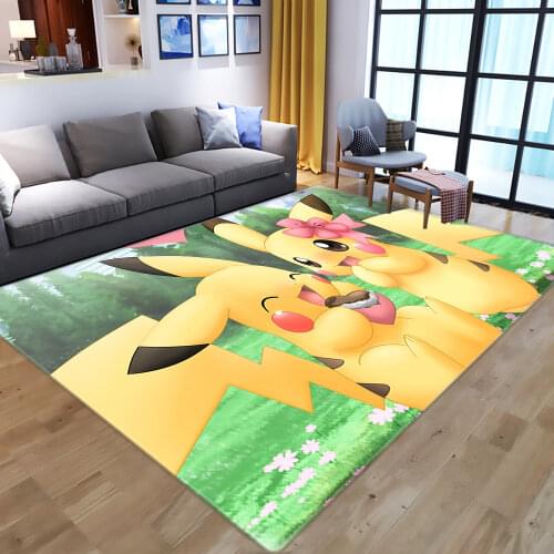 Pikachu Flannel Carpet Pokemon Bath Mat Anti-slip Door Floor Mat Cartoon Kitchen Mat Child Room Washable Rug Christmas Gift