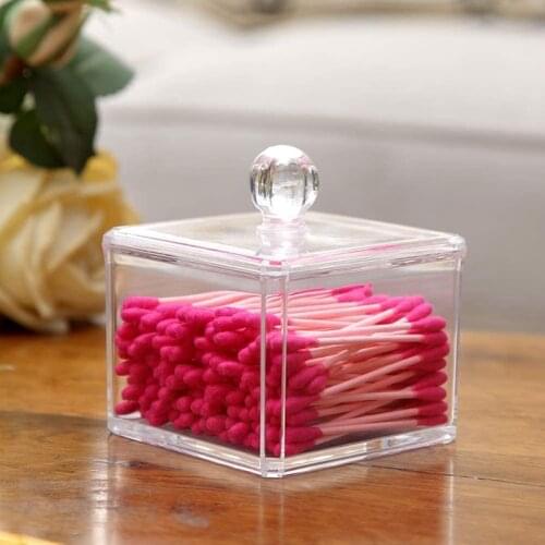 Plastic Cotton Swab Dispenser Cotton Ball Holder Square Jar Set Storage for Cotton Swabs Cosmetics Jewelry Snack