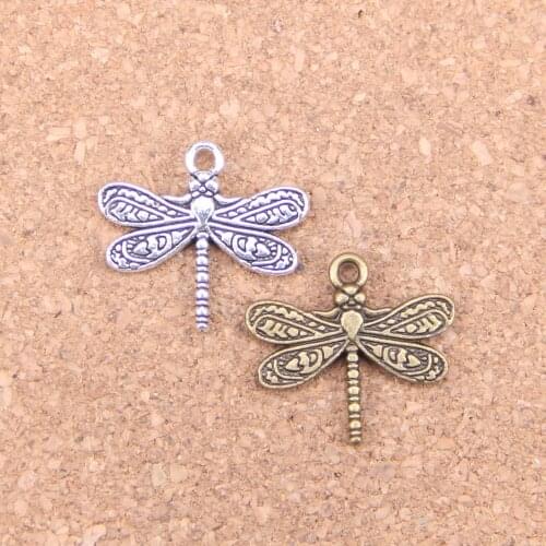 14pcs Charms dragonfly 21x19mm Antique Pendants,Vintage Tibetan Silver Jewelry,DIY for bracelet necklace