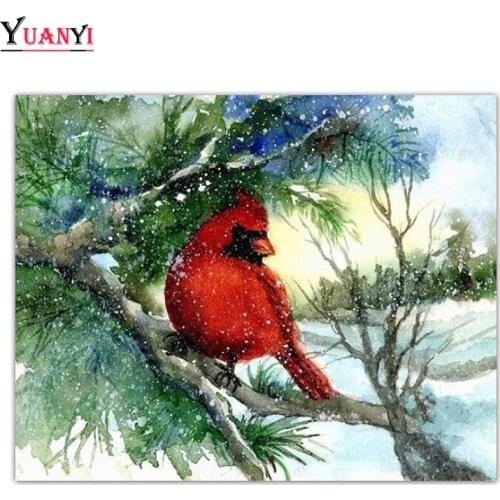 Full Square Diamond Painting Winter Snow Bird Full Round Diamond Mosaic 5D Diamond Embroidery Animal Cross Stitch Home Decor