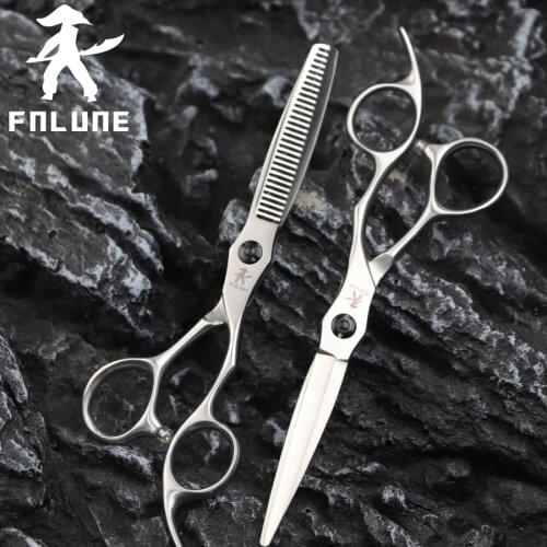 FnLune 6.0 Japan Steel Professional Hair Salon Scissors Cut Barber Accessories Haircut Thinning Shear Hairdressing Tool Scissors
