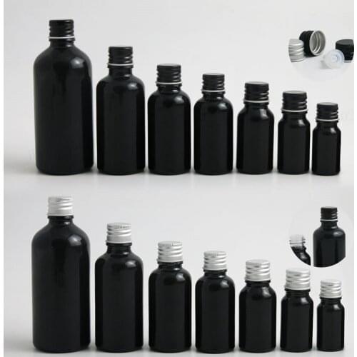 Promotion Shining Paint Black Essential Oil Bottle With Aluminum Lids Caps Reducer 5ML 10ML 15ML 20ML 30ML 50ML 100ML 200PCS