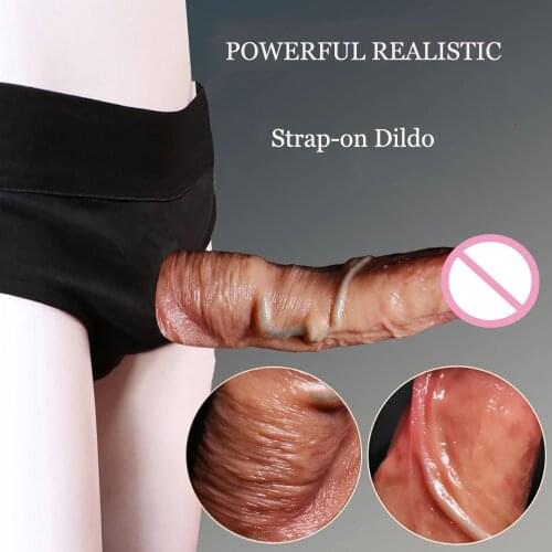 Sexy Shop Skin Feeling Silicone Lesbian Strapon Dildo Panties Real Male Dick Bdsm Sex Toys For Women Men Underwear Penis Pants