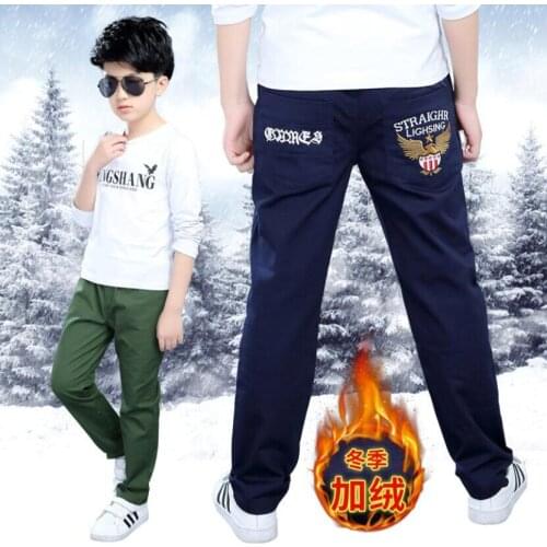 Boys pants teenage winter velvet warm pants kids long style solid causal trousers 3-15T baby boys outwear children clothes