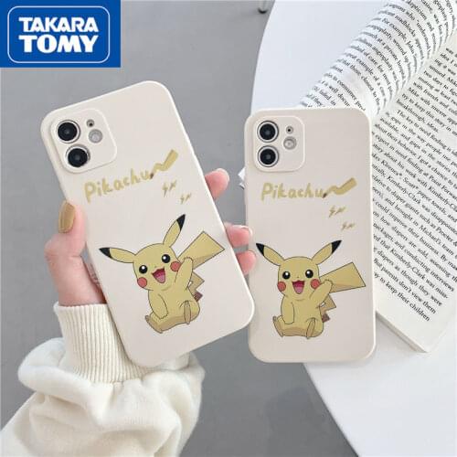 TAKARA TOMY Pokemon Pikachu Silicone Phone Case for IPhone 6S/7/8P/X/XR/XS/XSMAX/11/12Pro/12min Phone Couple Case Cover