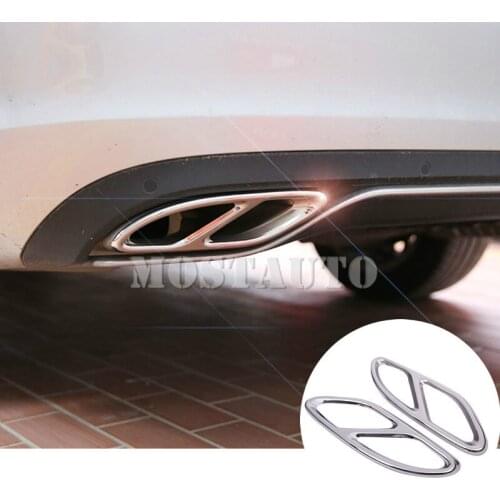 For Benz C Class W205 S205 Rear Exhaust Muffler Tail Pipe Cover 2014-2018 2pcs Car Accessories Interior Car Decor Car Trim
