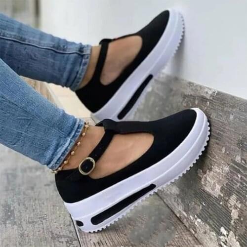 2021 Women Shoes Summer Pumps Chunky Mid Heels Plus Size Breathable Mesh Sneaker Wedges Shoes Female Mujer Sapato Feminino