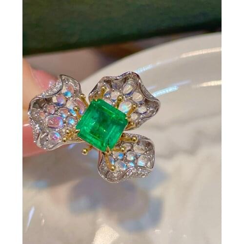 LR Emerald Ring 2.435ct Pure 18K Gold Jewelry Green Emerald Gemstone Diamond Female Rings for women Fine Ring