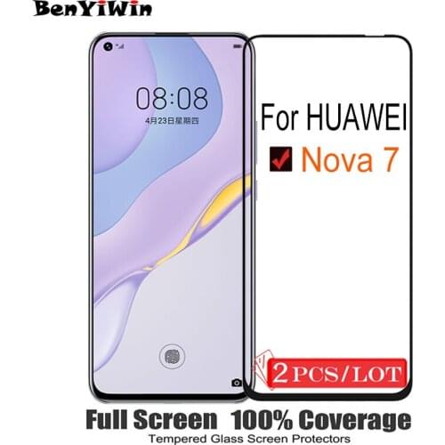 2PCS Original Full Cover Screen Protector Tempered Glass For Huawei NOVA 7 9H On Scratch Proof Protective Film For NOVA7 Glass