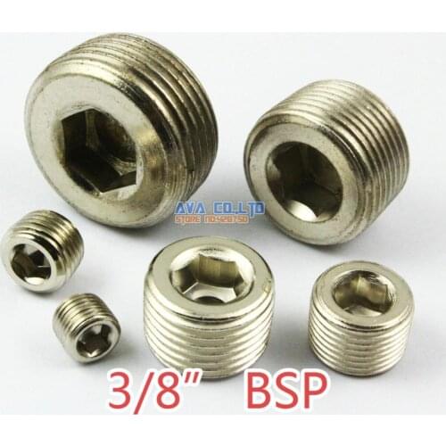 20 Pieces 3/8" BSP Nickel Plated Iron Pneumatic Pipe Plug Hex Head Socket Plug Fuel Fitting