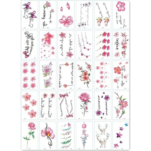 30PCS little flower Fashion Women Girl boys Temporary Tattoo Sticker Full Flower Arm Body Art Big Large Fake Tattoo Sticker