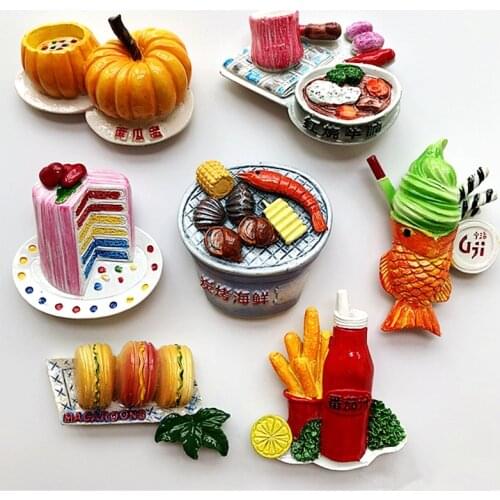 New Pumpkin, French Fries, Tomato Sauce Rainbow cake 3D Fridge Magnets Tourism Souvenirs Refrigerator Magnetic Stickers Gift