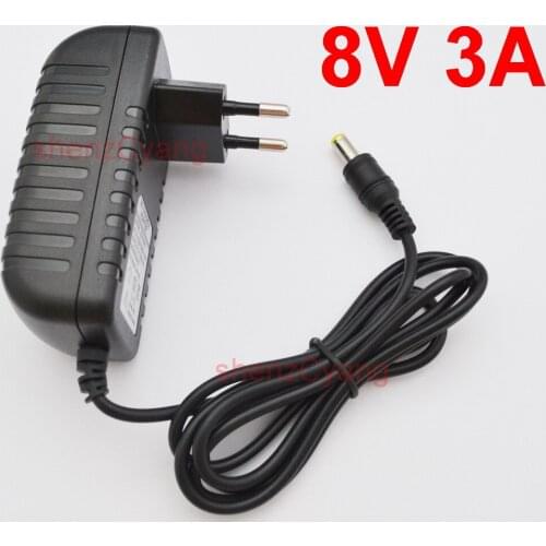 50PCS 8V 3A High quality IC solutions DC 8V 3A Switch power supply, 24W LED power adapter, EU plug 5.5mm x 2.1mm-2.5mm