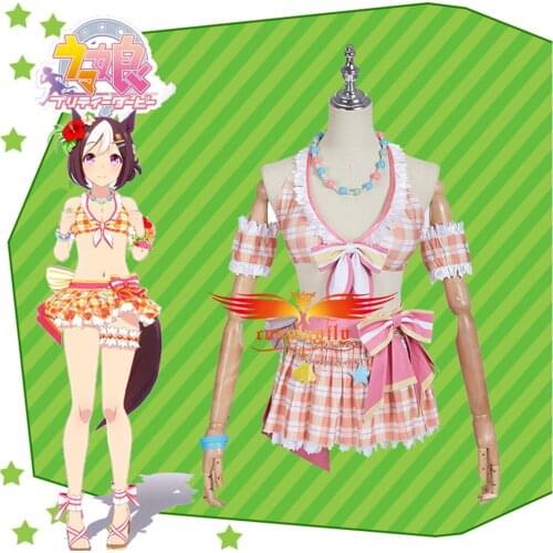 Anime Comic Umamusume Pretty Derby Special Week Cosplay Costumes for Women Adult Sexy Halter Neck Bra Swimwear Skirt Halloween