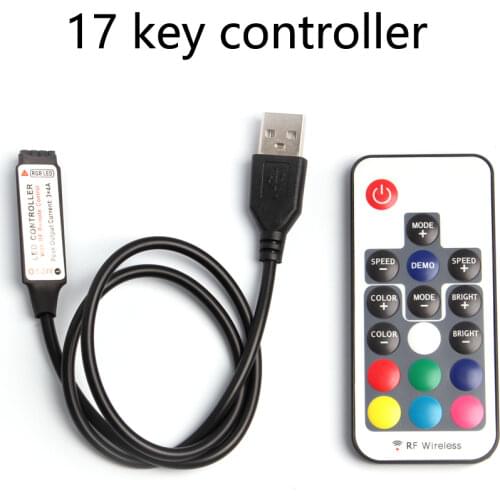 LED RGB Controller 5V 12V 24V USB Rgb Led controller 12v 3 24 44 Key IR RF remote for led strip