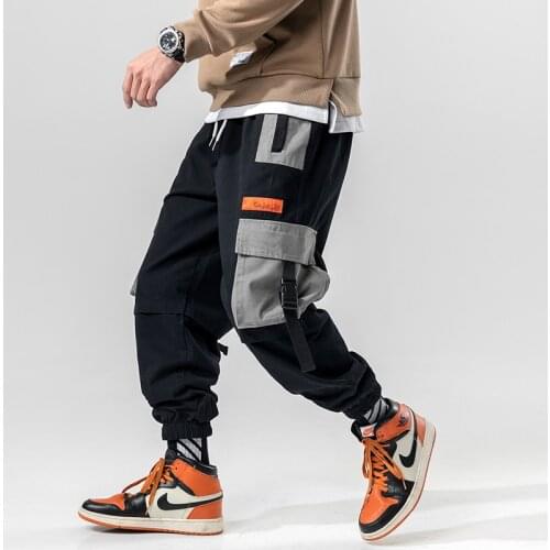 Patchwork Streetwear Harem Pants Men 2021 Overalls Mens Baggy Harajuku Cargo Pants Hip Hop Trousers Casual Track Pants