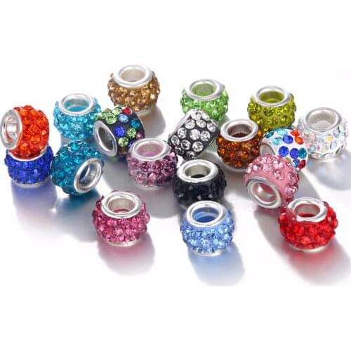 20Pcs Lot 5mm Big Hole Crystal Beads Rhinestone Murano Spacer Charms Fit For Pandora Bracelet Necklace DIY Jewelry Making Women