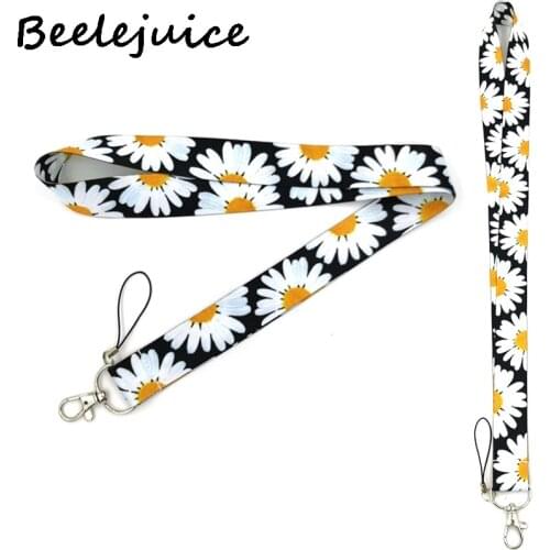 100pcs Daisy Flowers women Neck Strap Lanyards ID badge card holder keychain Mobile Phone Strap Gifts decorations