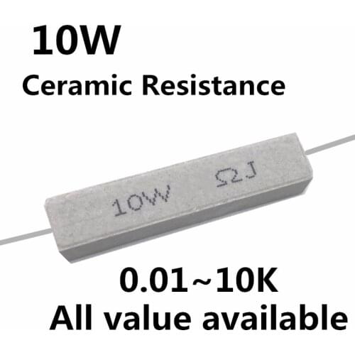 5pcs 10W 5% Cement Resistor Power Resistance 0.1 ~ 10K 0.1R 0.5R 10R 50R 0.22 0.33 0.5 1 2 5 8 10 15 20 25 30 100 1K 2K 3K Ohm