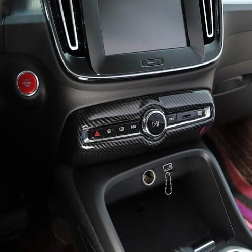 For Volvo XC40 XC 40 2019 2020 Central Console Air Condition Switch Knob Button Cover Trims Frame Carbon Fiber Accessories