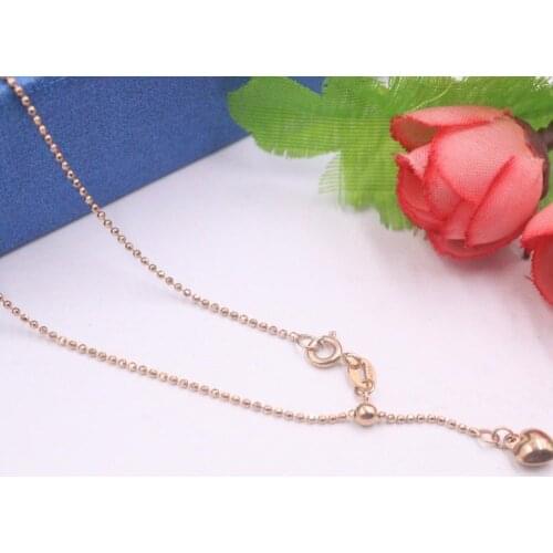 New Pure 18K Rose Gold 1mm Bead Link Chain Necklace 19.68''L