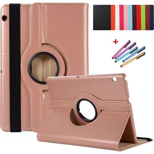 For Huawei T3 10 Case Etui 9.6 inch 360 Degree Rotating Stand Tablet Cover For Funda Huawei Mediapad T3 10 Case Coque Rose gold