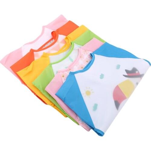 Baby Double Bib Infant Waterproof Disposable Washable Bib Smock Children Long Sleeve Feeding Hood Bib