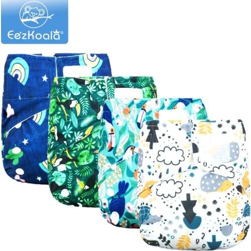 EezKoala New patten OS Fast Dry Sude Cloth Pocket Diapers Hook-loop Baby Nappy Washable &Adjustable Cloth Diapers Baby Nappy