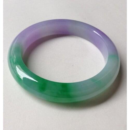 Fine jewelry expensive Natural violet ice old pit Yang green floating jade bracelet Myanmar authentic free shipping