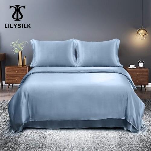 LilySilk Bedding Set 4pcs Silk 100 Mulberry Luxury Queen King Seamless Duvet Cover Fitted Sheet Oxford Pillowcases 19 Momme