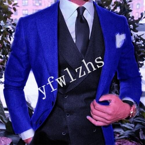 Handsome Two Buttons Groomsmen Notch Lapel Groom Tuxedos Wedding Dress Men Suits Blazer Prom Dinner (Jacket+Pants+Tie+Vest) A163