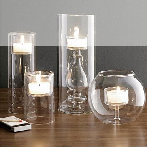 Creativity Glass Candle Holder Creativity Transparent Wedding Center Candles Cup Western Restaurant Romantic Modern Candlestick
