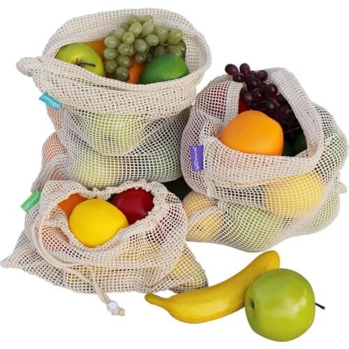 9pcs Organic Cotton Vegetable Bags Reusable Mesh Produce Bags for Grocery Shopping Storage Fruit Reusable Cotton Bag
