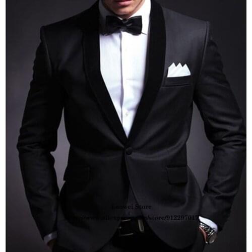 Mens Slim Suits Classic Formal Business 2 Piece Sets Vintage Wedding Groom Tuxedo Vintage Blazer Costume Homme (Jacket+Pants)