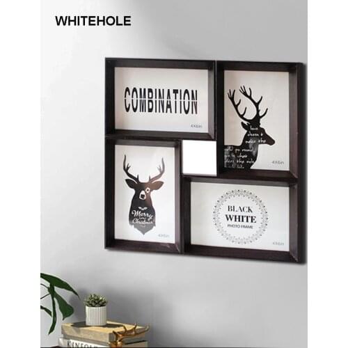 4Pcs Combination 10X15cm Wooden Photo Frames For Wall Classic Picture Frame Photo,Wall Art Home Decor Poster Frame,Holiday Gift