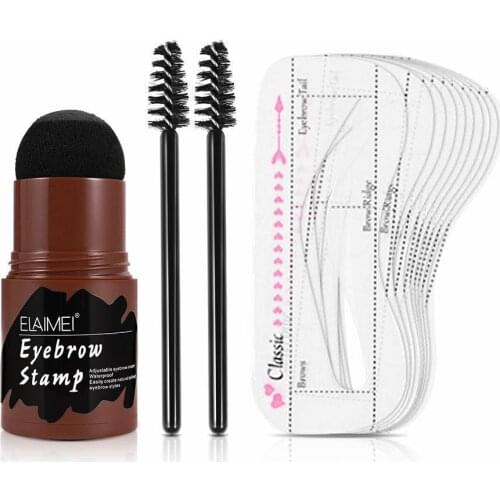 Eyebrow Stamp Shaping Kit Professional Eye Brow Gel Stamp Makeup Kit with 10pcs Reusable Eyebrow Stencils Eyebrow Brushes