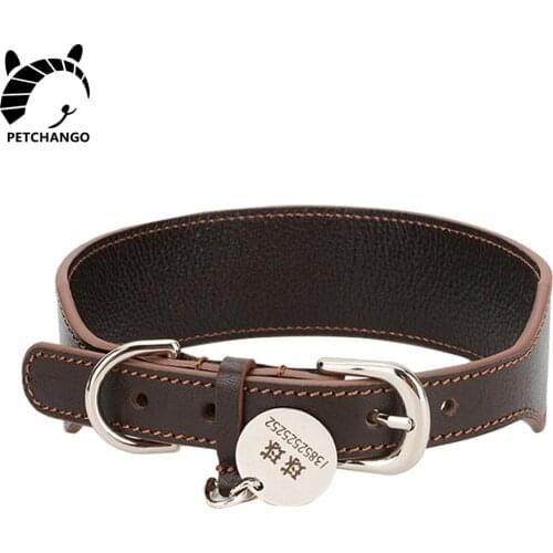 Dog Collar Genuine Leather Collar for Dog Walking Running for Small Medium Large Dogs Cat Accessories Pet Supplies Brown