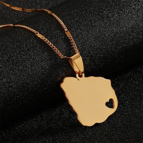 Stainless Steel Uruguay Map Pendant Necklaces Uruguayan Maps Patriotic Charm Jewelry