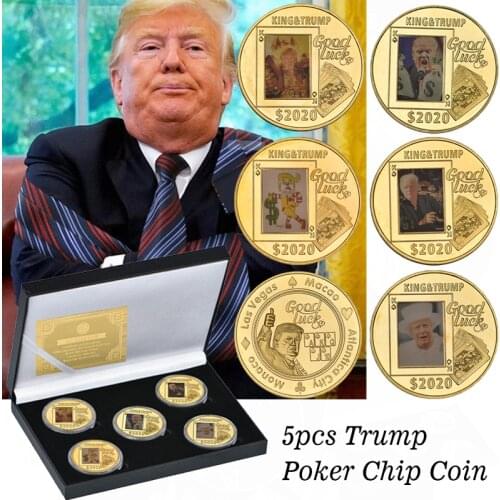 King &Trump President 2020 Commemorative Gold Plated Coin Poker Chips Decorative Coins Collectible Gift Arts Souvenir