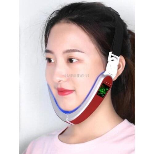 Rechargeable Facial Slimming Belt LED Light Photon Therapy V Face Lifting Massager Hot Compress Face Slimmer Women V-Line Shaper