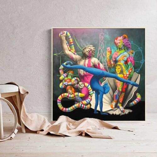 Posters and Prints Wall Art Canvas Painting Creative and Funny Graffiti Portrait Art Picture for Living Room Cuadro Home Decor