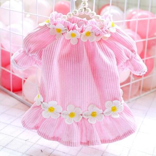 Dog Dress Frangipani Cardigan Skirt Spring Summer Pets Outfits Dog Clothes For Small Dog Party Dog Skirt Puppy Pet Costume