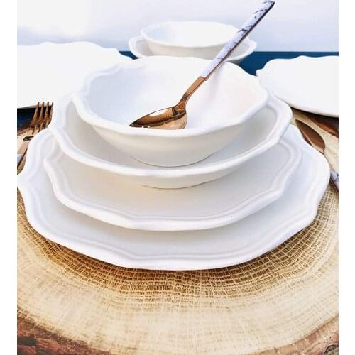 Luxury 2021 Matte White Romeo 24 Pieces Dinner Set for 6 People