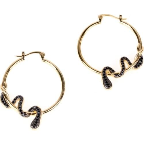 EYIKA Personality Gothic Cool Punk Animal White Black Twining Snake Hoop Earrings Serpent Aretes Zircon Statement Party Jewelry