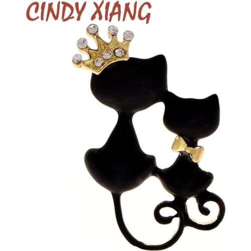 CINDY XIANG Black Cat Brooches For Women Enamel Animal Brooch Pin Fashion Jewelry Special Accessories Cute Coat Bag Brooch Gift