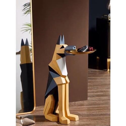 Sculpture Geometric Shepherd Dog Modern Simplicity Landing Ornaments Resin Statue Housewarming Gift Side Table Home Accessories