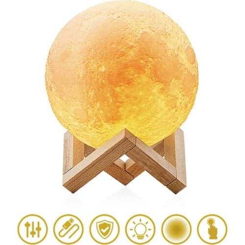 LED Night Light 3D Print Moon Lamp Rechargeable Color Change Moon Lamp