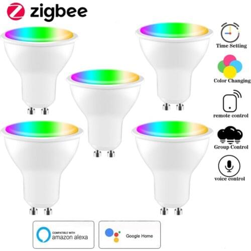 Tuya Zigbee 3.0 4W Gu10 Smart RGBCW LED Bulb SmartThings Alexa Google Home Dimmable Spotlight Bulb For Home Indoor Lighting