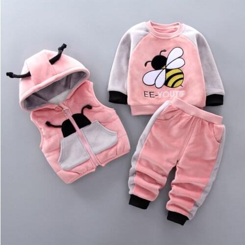 Toddler Girls Clothing Sets Winter Newborn Infant Kids Boys Girls Velvet Tops Sweatshirt Vest Jacket Pants Toddler Boys Clothes
